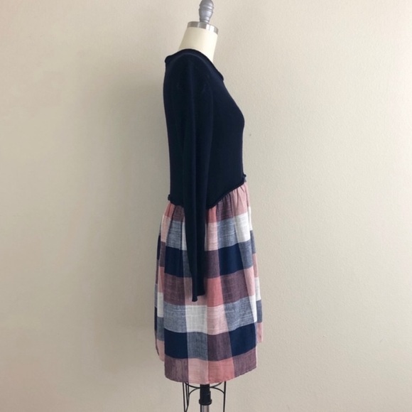 DONATED - Navy Plaid Check Sweater Tunic Shirt Dress - Picture 7 of 8